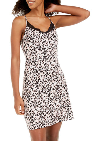 Sesoire Apricot Printed Lace-Trim Chemise