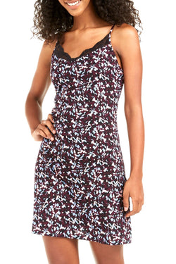 Sesoire Aubergine Printed Lace-Trim Chemise thumbnail 1