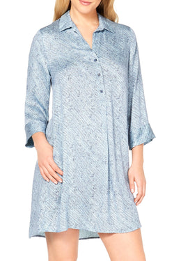 Sesoire Blue Feather Printed Sleepshirt Nightgown thumbnail 1