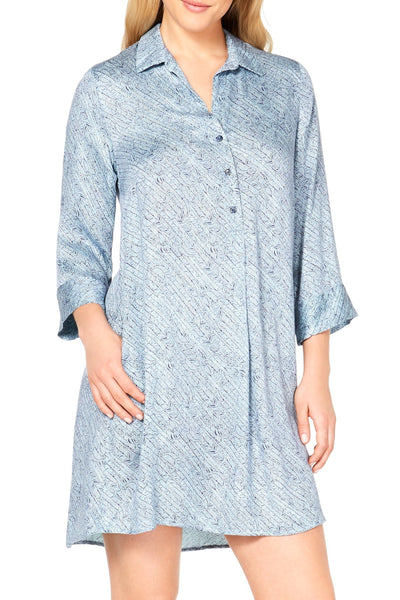 Sesoire Blue Feather Printed Sleepshirt Nightgown