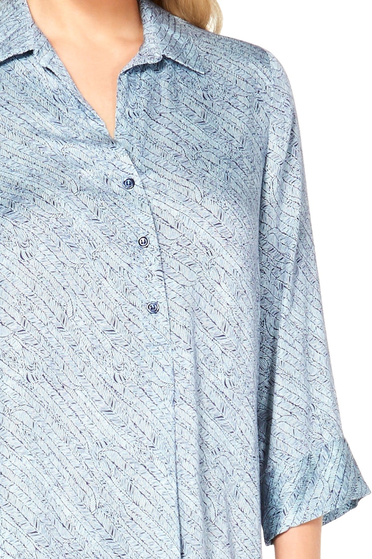 Sesoire Blue Feather Printed Sleepshirt Nightgown