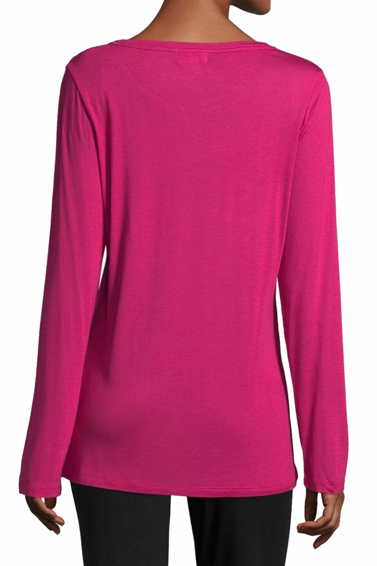 Sesoire Cherry-Pink Lace-Neck Long-Sleeve Lounge Top