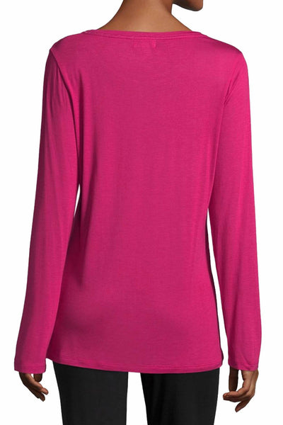 Sesoire Cherry-Pink Lace-Neck Long-Sleeve Lounge Top