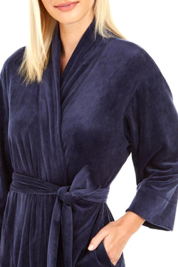 Sesoire Dark Blue Luxe Fleece Short Wrap Robe thumbnail 3