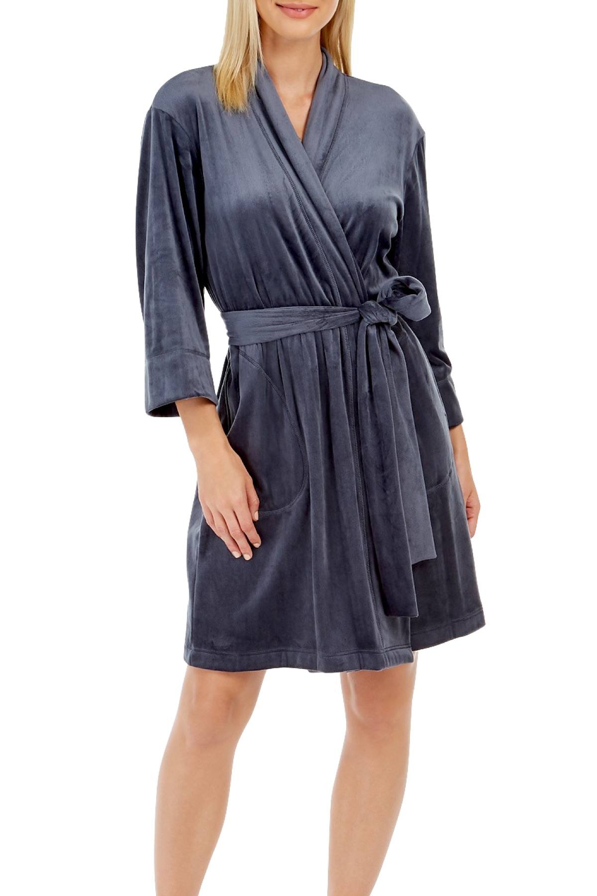 Sesoire Dark Grey Luxe Fleece Short Wrap Robe