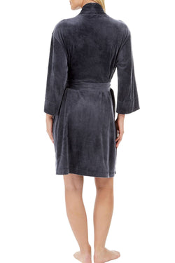Sesoire Dark Grey Luxe Fleece Short Wrap Robe thumbnail 2