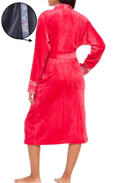 Sesoire Grey French Fleece Long Wrap Robe thumbnail 3