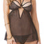Seven 'Til Midnight 2pc Black Floral Lace Babydoll Set