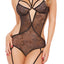 Seven 'Til Midnight Black Floral Lace Cutout Teddy