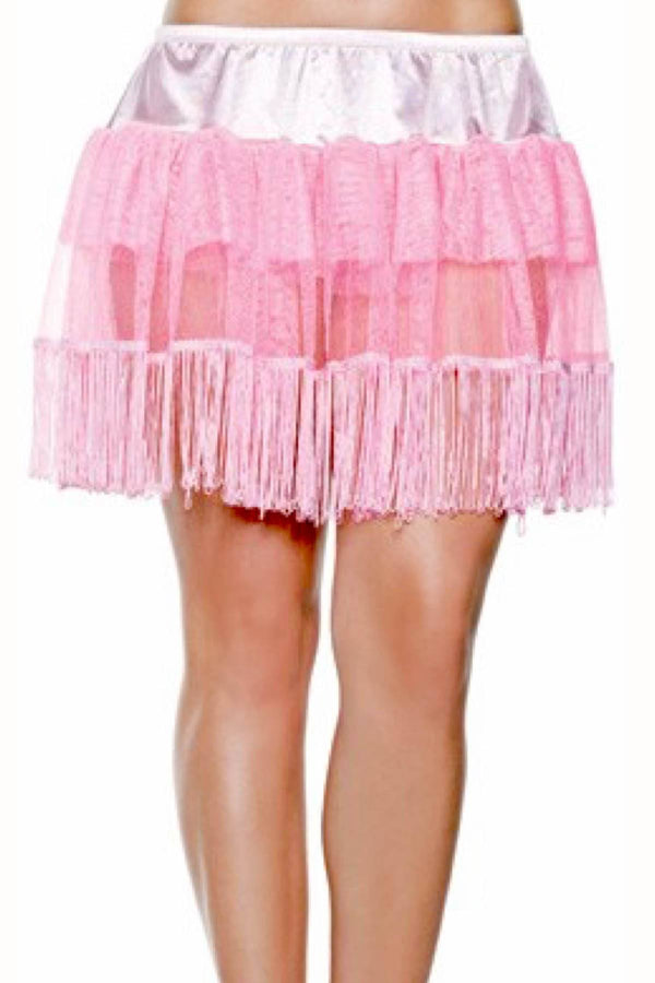 Seven 'Til Midnight Pink Fringe Petticoat Mini Skirt