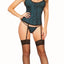 Seven 'Til Midnight Turquoise Eyelash Lace Halter Corset & Thong 2pc Set