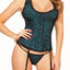 Seven 'Til Midnight Turquoise Eyelash Lace Halter Corset & Thong 2pc Set