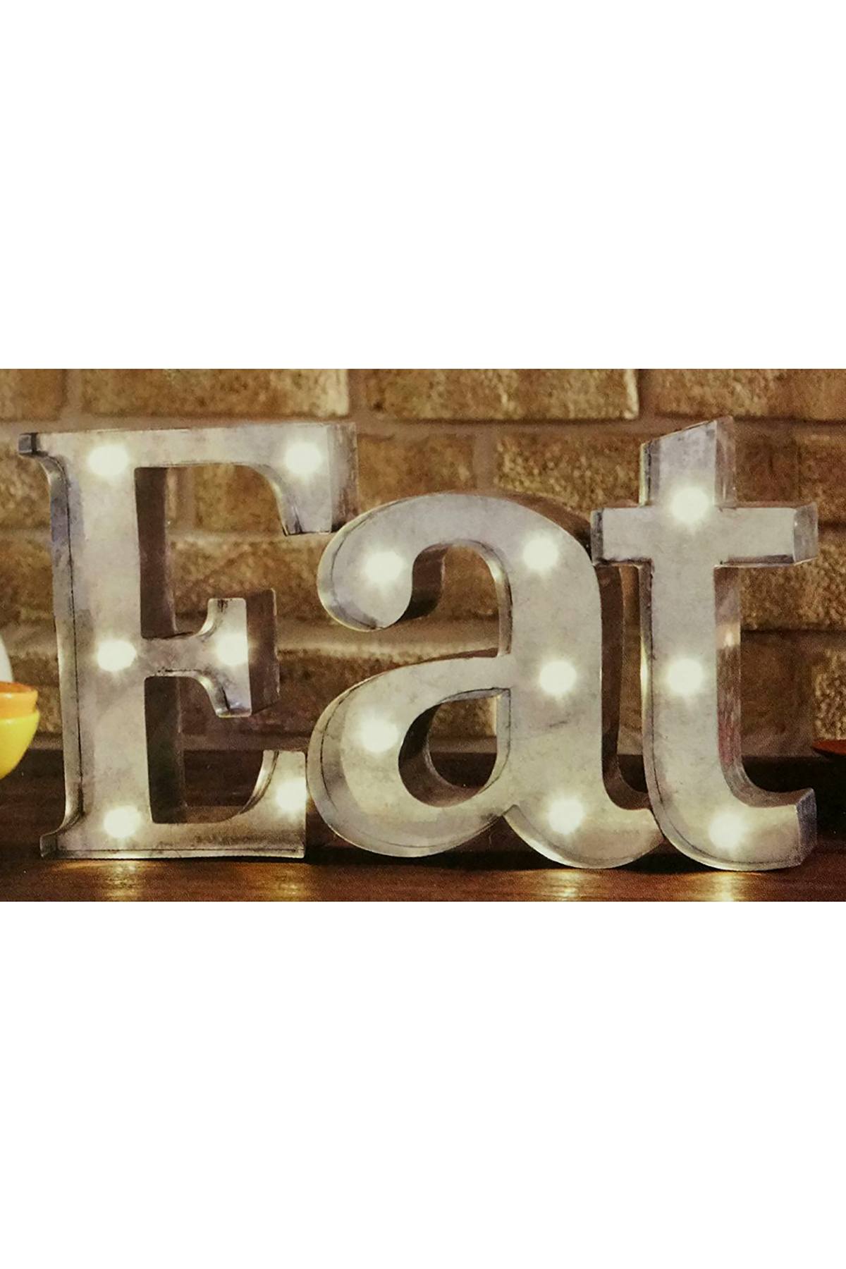 Shift3 Platinum Collection Silver EAT Rustic Finish LED Marquee Sign