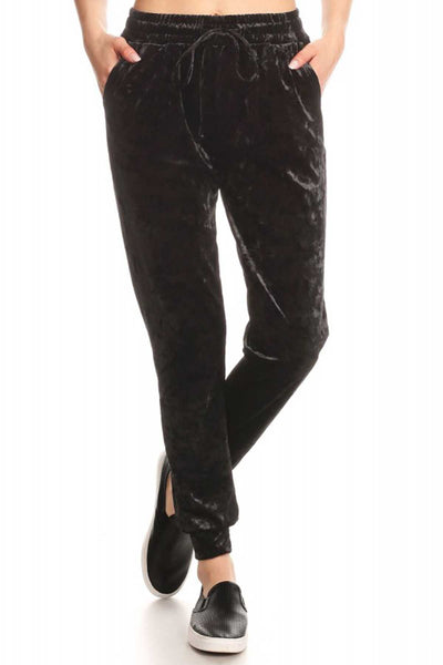 ShoSho Black Crushed Velvet Jogger