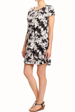 ShoSho Black/White Abstract-Print A-Lined Dress thumbnail 1