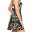ShoSho Black/White/Green Tropical-Print Multi-Strap Dress