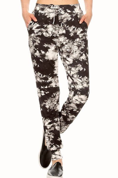 ShoSho Black/White Tie-Dye Print Jogger