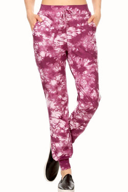 ShoSho Burgundy/Mauve Tie-Dye Print Jogger thumbnail 1