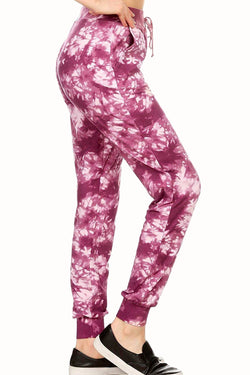 ShoSho Burgundy/Mauve Tie-Dye Print Jogger thumbnail 4