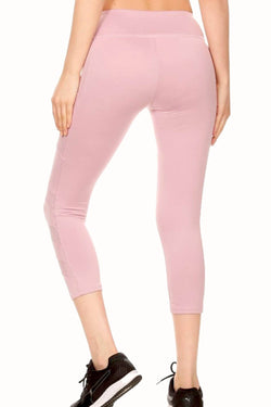 ShoSho Mauve Side-Pocket Contrast-Mesh-Panel Capri thumbnail 3