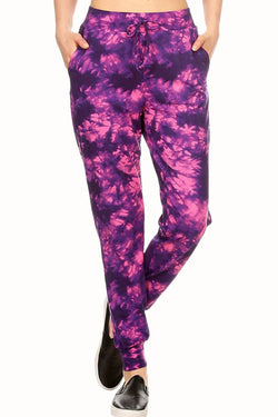 ShoSho Purple/Pink Tie-Dye Print Jogger thumbnail 1