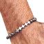 Silver Plated '+++' Hematite Stone Skinny Bracelet