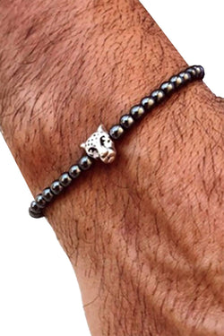 Silver Plated Lion's Head Hematite Skinny Healing Bracelet thumbnail 1