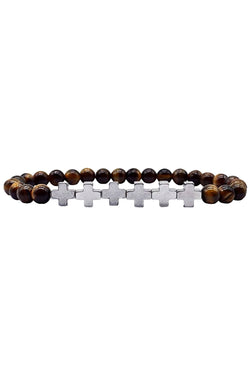 Silver Plated '+++' Tiger's Eye Stone Skinny Healing Bracelet thumbnail 1