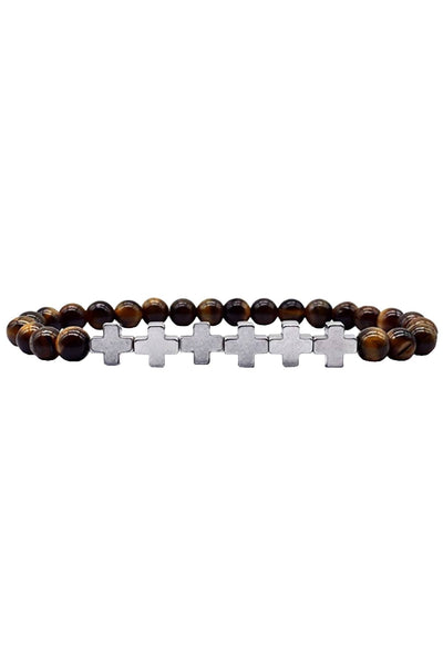 Silver Plated '+++' Tiger's Eye Stone Skinny Healing Bracelet