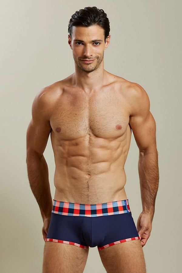 Skmpeez Red Zingham Swim Square Brief