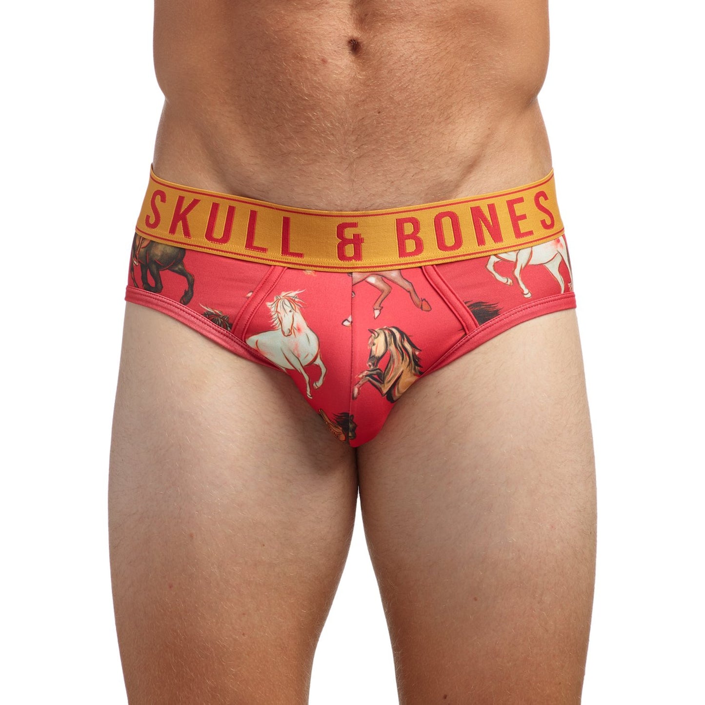 Skull And Bones Red Stallions Print Brief