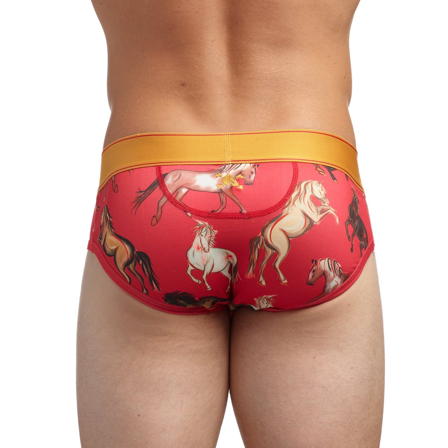 Skull And Bones Red Stallions Print Brief