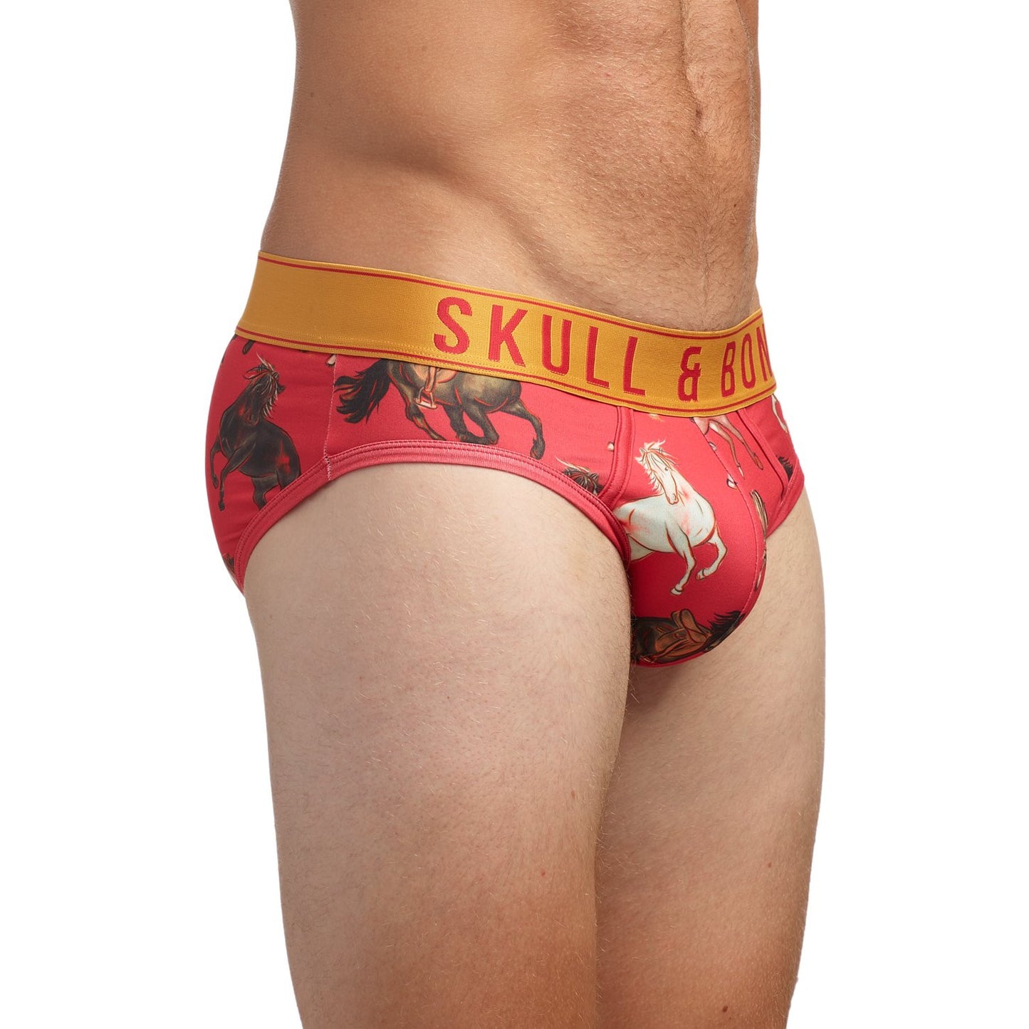 Skull And Bones Red Stallions Print Brief