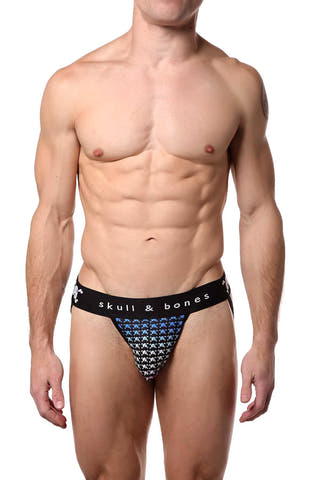 Skull & Bones Black Ombre Tiny-Skull-Print Jockstrap
