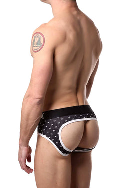 Skull & Bones Black Tiny-Skull-Print Peek-a-Boo Brief thumbnail 1