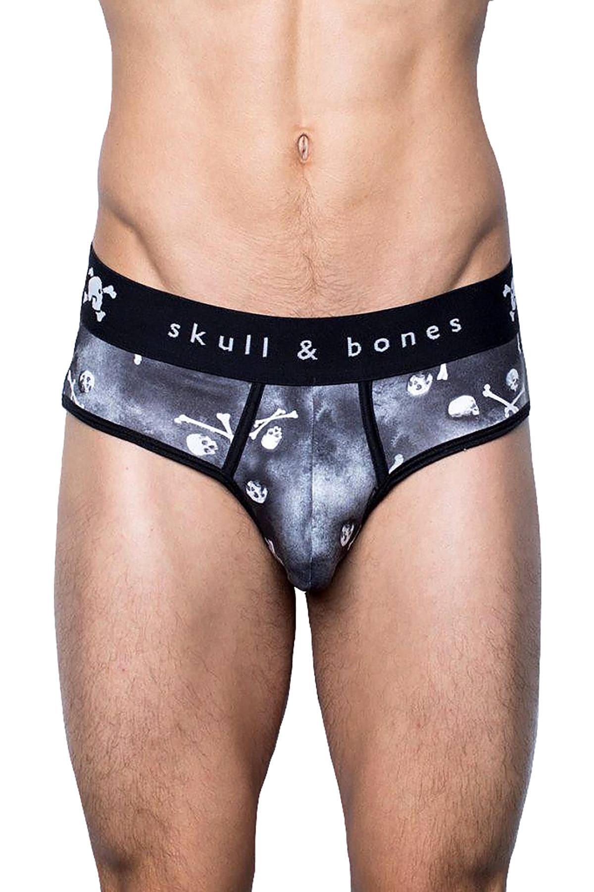 Skull & Bones Black Tossed-Skull Brief