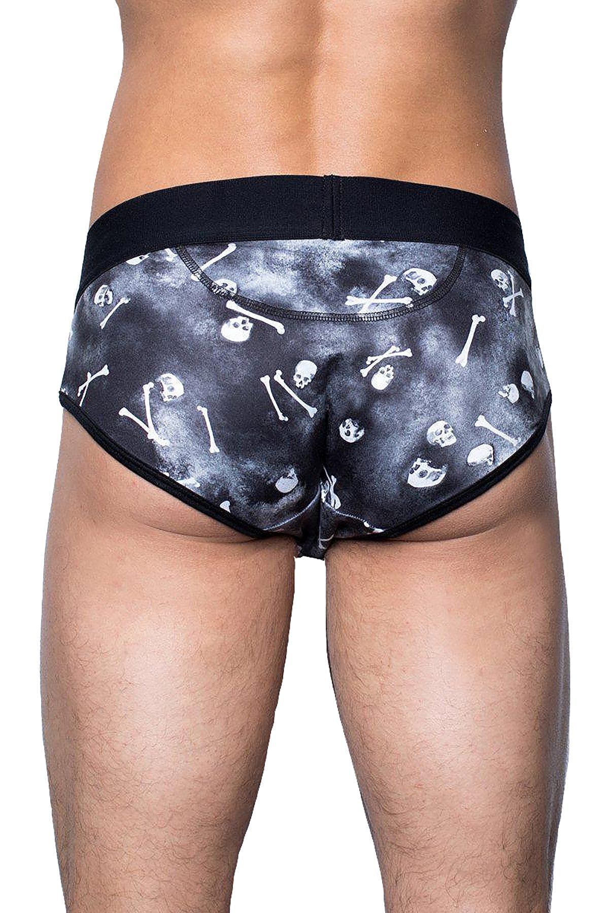 Skull & Bones Black Tossed-Skull Brief