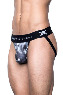 Skull & Bones Black Tossed-Skull Jockstrap thumbnail 1