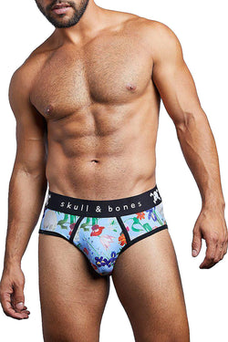 Skull & Bones Bleached-Denim Dutch-Floral Printed Peek-a-Boo Brief thumbnail 3