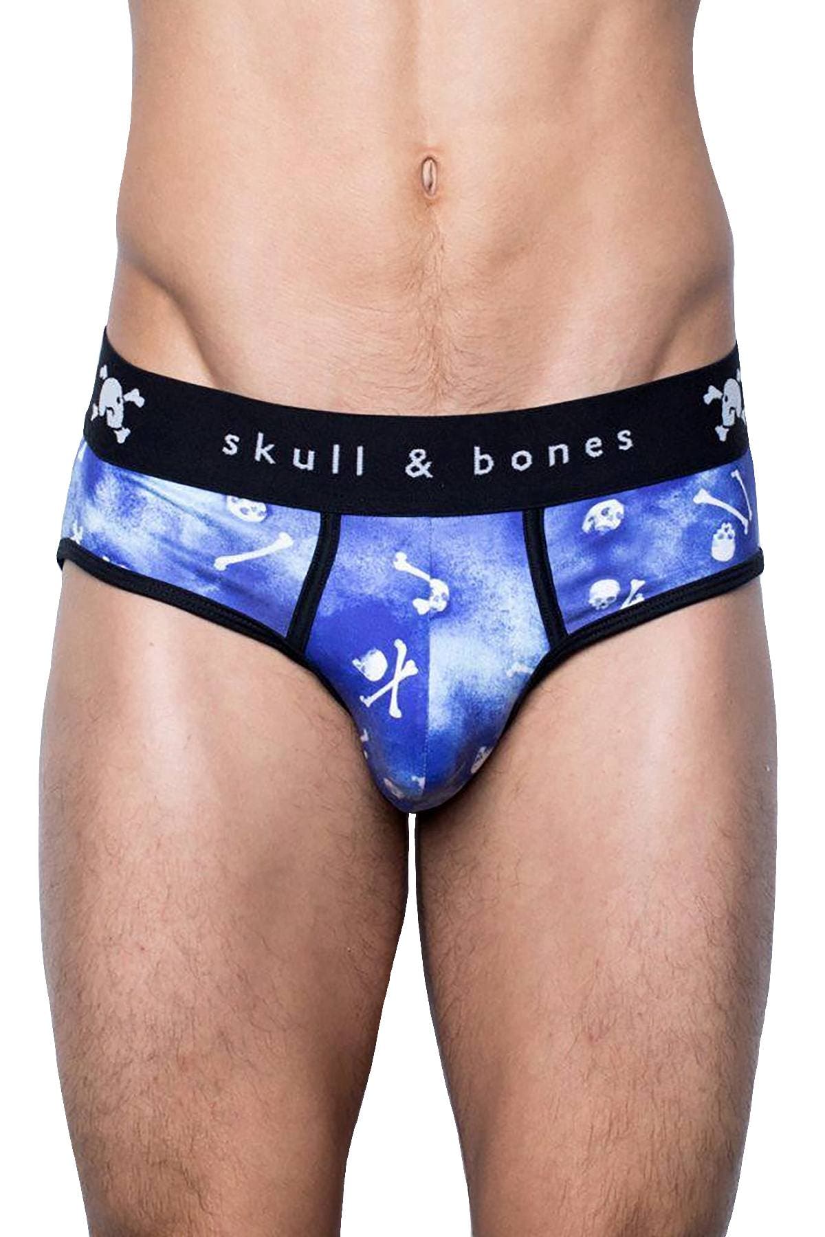 Skull & Bones Blue Tossed-Skull Brief