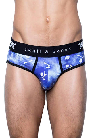 Skull & Bones Blue Tossed-Skull Brief