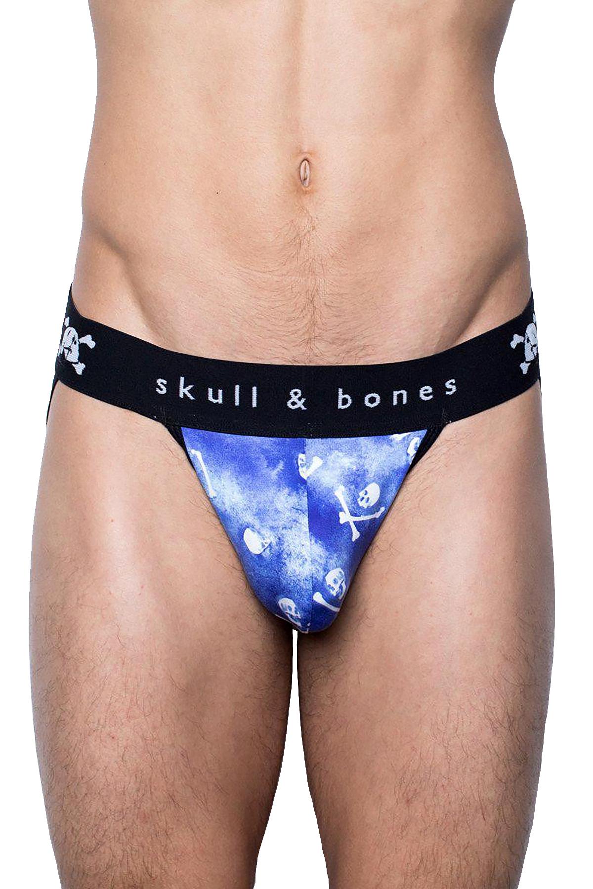 Skull & Bones Blue Tossed-Skull Jockstrap