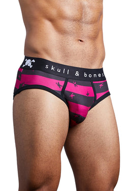 Skull & Bones Burgundy/Black Rugby-Stripe Brief thumbnail 3