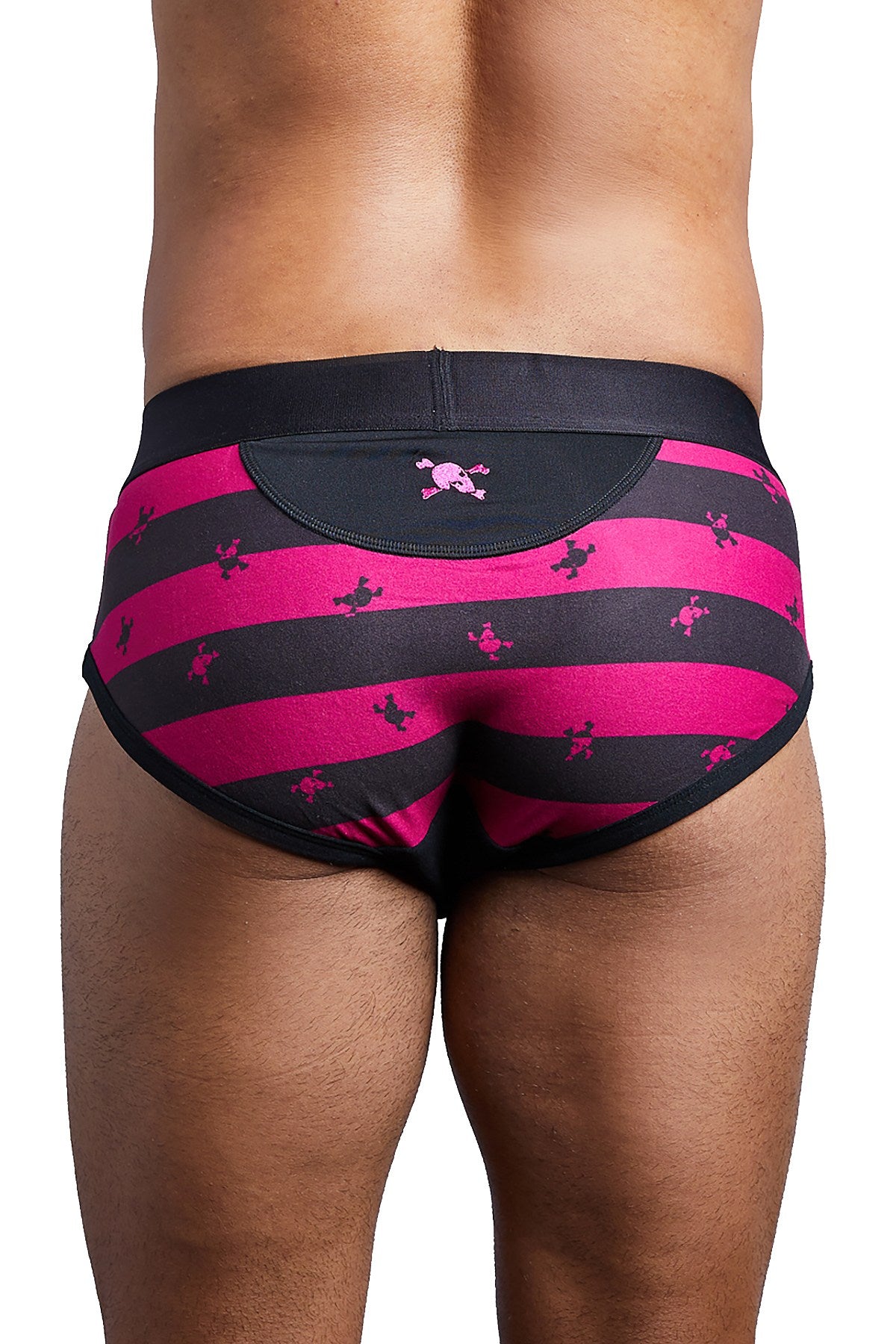 Skull & Bones Burgundy/Black Rugby-Stripe Brief