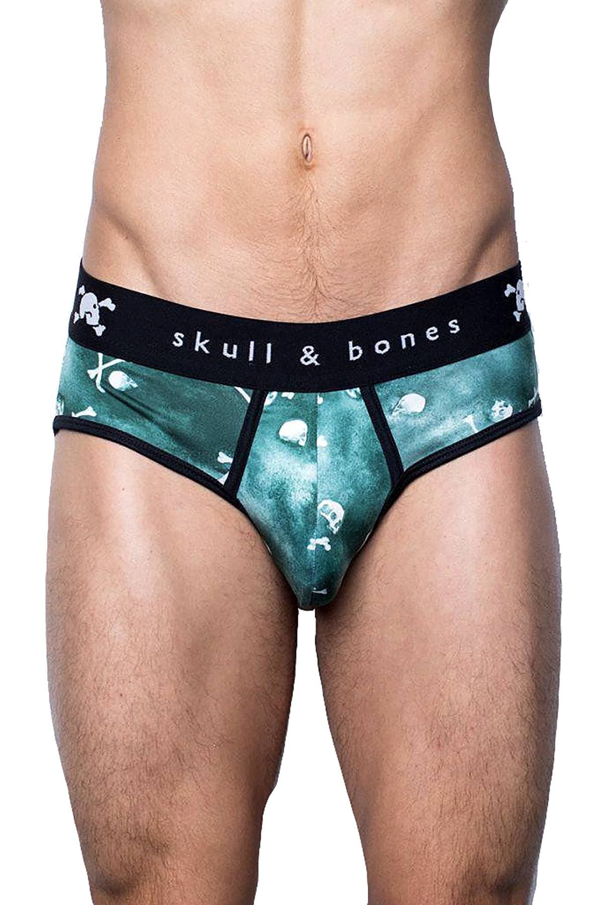 Skull & Bones Emerald Tossed-Skull Brief