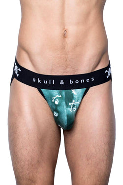 Skull & Bones Emerald Tossed-Skull Jockstrap thumbnail 3