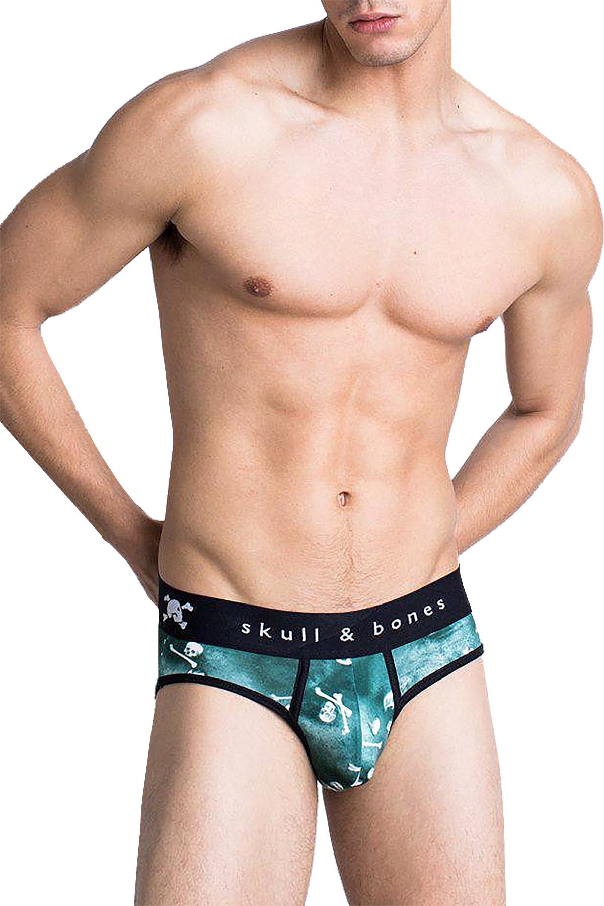 Skull & Bones Emerald Tossed-Skull Peek-a-Boo Brief