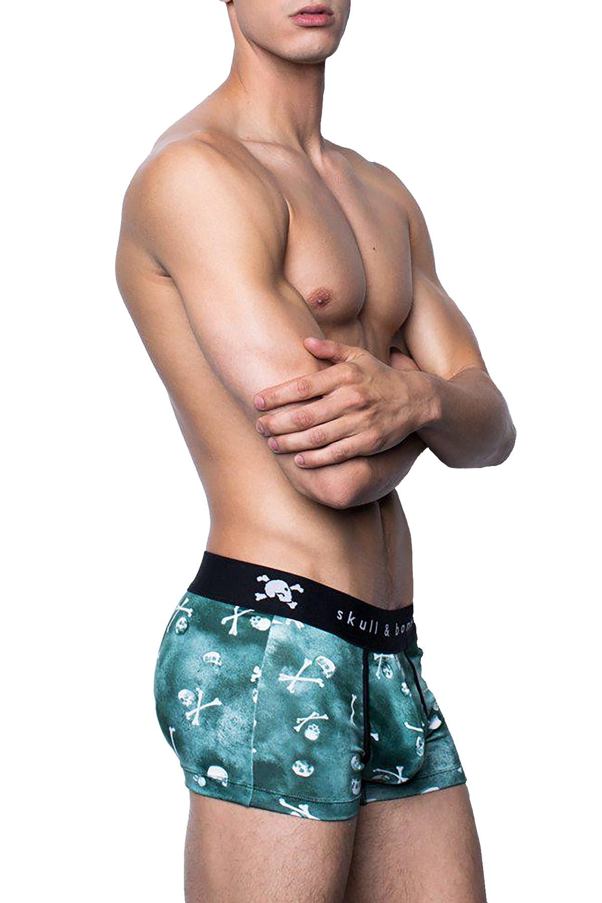 Skull & Bones Heather-Grey Tiny-Skull-Print Boxer Brief – CheapUndies