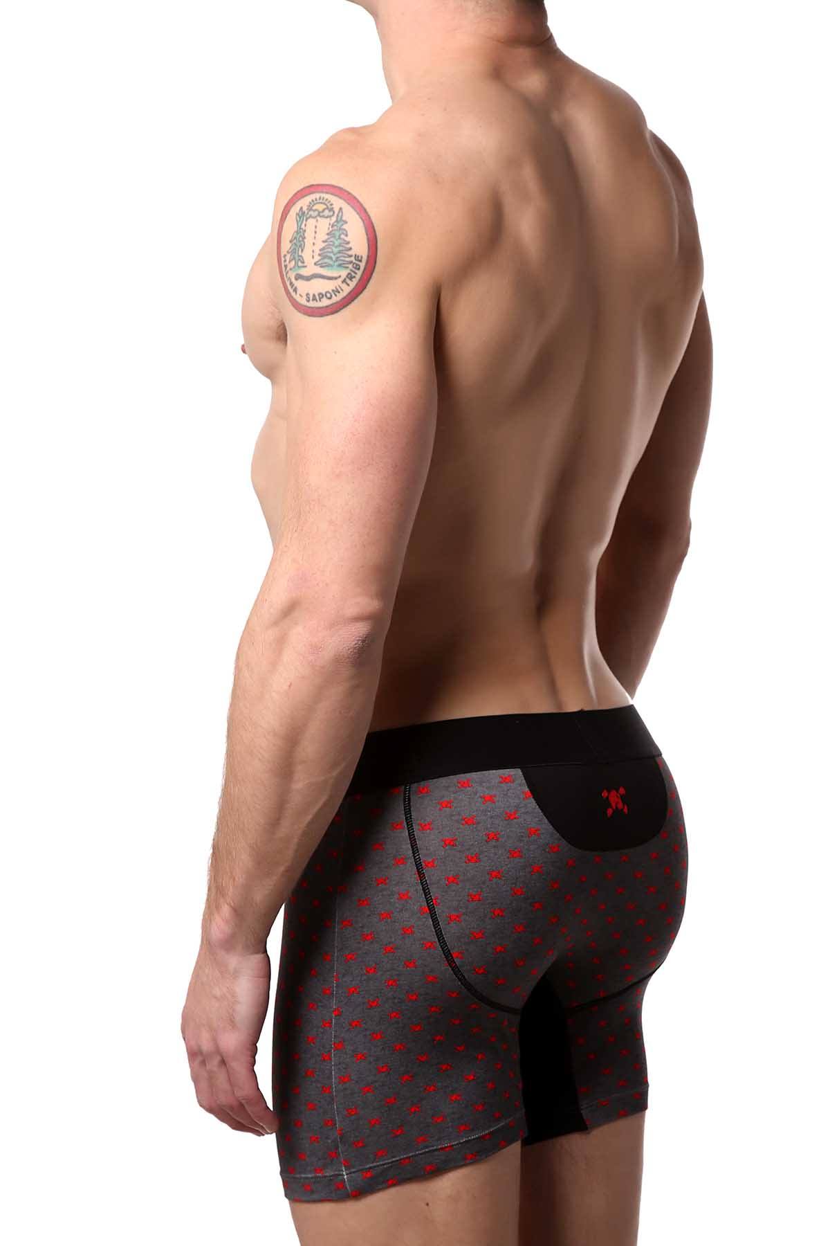 Skull & Bones Heather-Grey Tiny-Skull-Print Boxer Brief