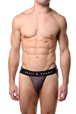 Skull & Bones Heather-Grey Tiny-Skull-Print Jockstrap thumbnail 1